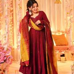 Madhuri's Premium Cotton Anarkali Suit Set With Plazzo
