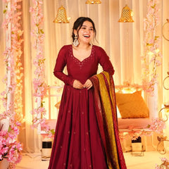 Madhuri's Premium Cotton Anarkali Suit Set With Plazzo