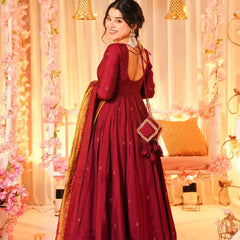 Madhuri's Premium Cotton Anarkali Suit Set With Plazzo