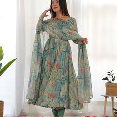 PURE SOFT ORGANZA ANARKALI SUIT SET WITH FULLY STITCHED DKB-266