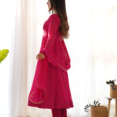 PURE SOFT FOX GEORGETTE LAHERIYA PRINT DKB-264-RANI PINK