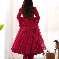 PURE SOFT FOX GEORGETTE LAHERIYA PRINT DKB-264-RANI PINK