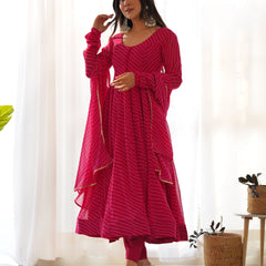 PURE SOFT FOX GEORGETTE LAHERIYA PRINT DKB-264-RANI PINK