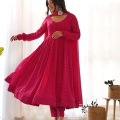 PURE SOFT FOX GEORGETTE LAHERIYA PRINT DKB-264-RANI PINK