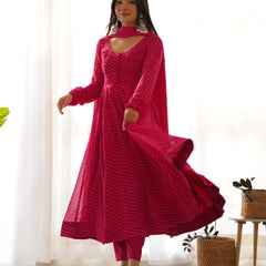 PURE SOFT FOX GEORGETTE LAHERIYA PRINT DKB-264-RANI PINK