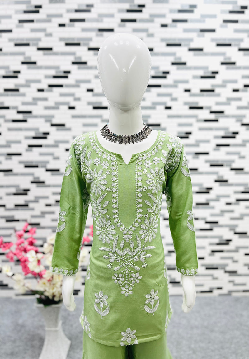 New Designer Heavy Rayon Cottonn Top-Shararaa OC-140 Green
