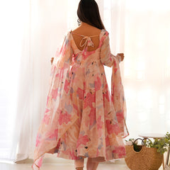 MULTI FLORAL PRINT FABRIC FULLY FLAIR ANARKALI,WITH DUPPTA SET,PENT READY TO WEAR DKB-265-