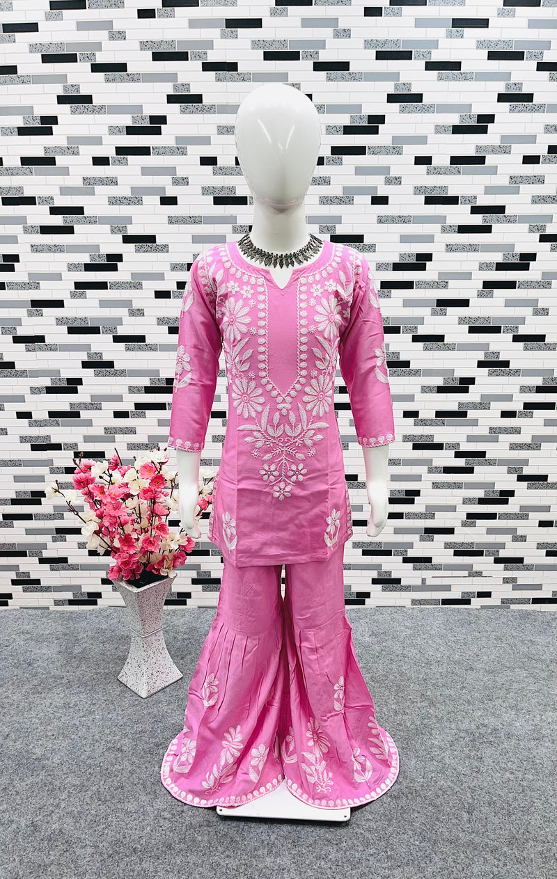 New Designer Heavy Rayon Cotton Top-Shararaa OC-140 pink