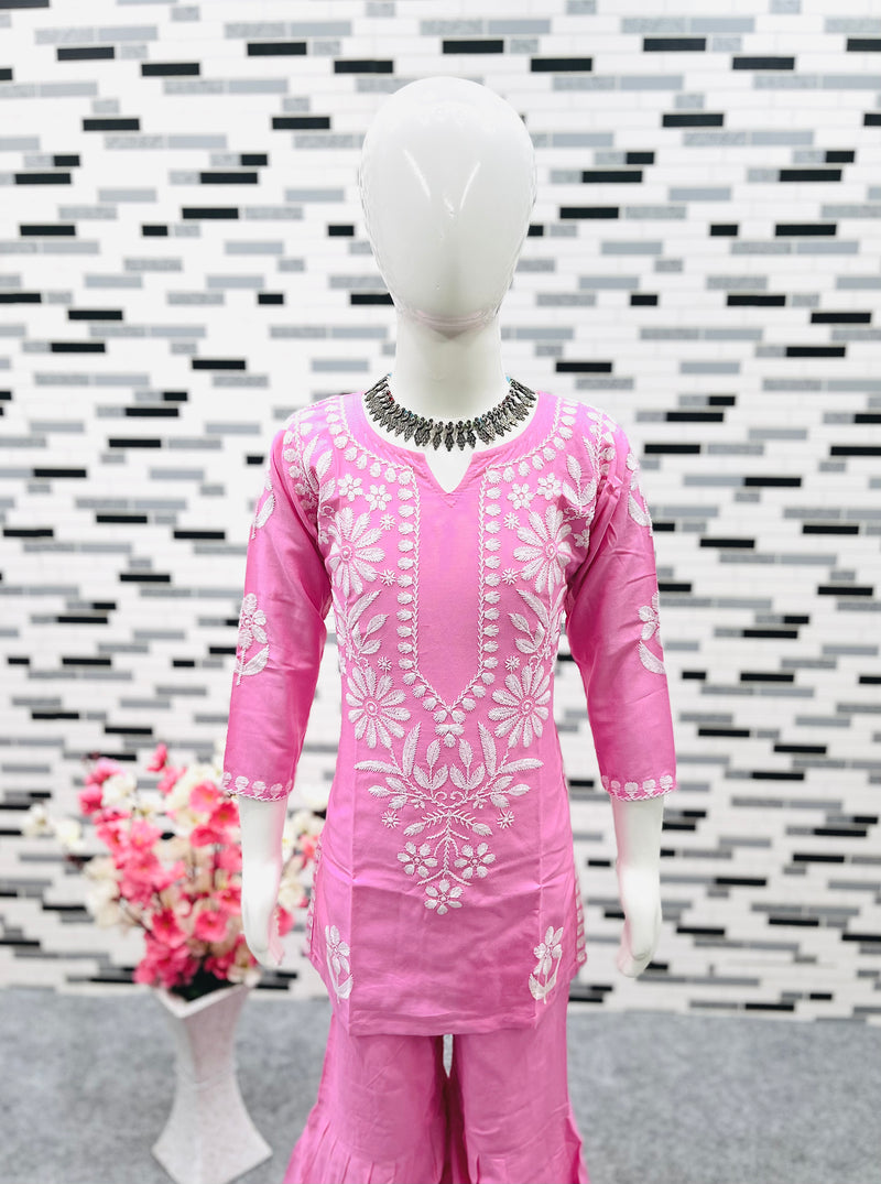 New Designer Heavy Rayon Cotton Top-Shararaa OC-140 pink