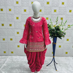 TOP WITH DHOTI SALWARR AND DUPATTAA FULL STTICHED OC-506 Rani