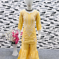 New Designer Heavy Rayon Cottonn Top-Shararaa OC-140 Yellow