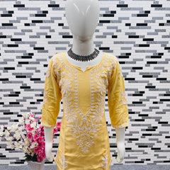 New Designer Heavy Rayon Cottonn Top-Shararaa OC-140 Yellow