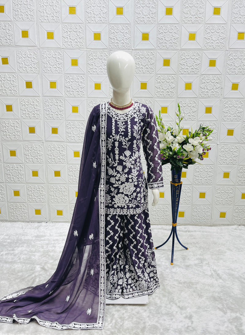 DESIGNER WEAR TOP WITH SHARARA AND DUPATTA SET READY TO WEAR COLLECTION OC-216