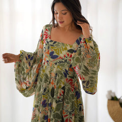 Sunaina Pista Colourfull Floral Gown Digital Printed Faux Georgette DKB-267