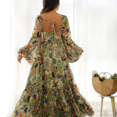 Sunaina Pista Colourfull Floral Gown Digital Printed Faux Georgette DKB-267