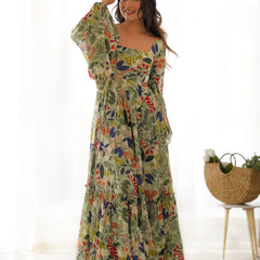 Sunaina Pista Colourfull Floral Gown Digital Printed Faux Georgette DKB-267