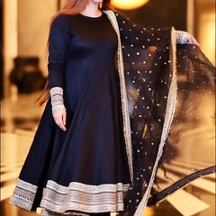 Sunshine Black Havy Rayon Royal Elegant Anarkali  Suit Set