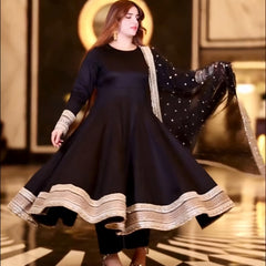 Sunshine Black Havy Rayon Royal Elegant Anarkali  Suit Set
