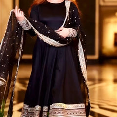 Sunshine Black Havy Rayon Royal Elegant Anarkali  Suit Set
