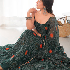 Chiffon Green Coloured Anarkali Suit