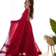 Premium Quality 9 Needle Gown Anarkali Suit Set