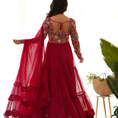 Premium Quality 9 Needle Gown Anarkali Suit Set