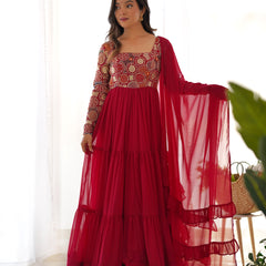 Premium Quality 9 Needle Gown Anarkali Suit Set