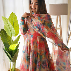 MUSKAN SKY BLUE FOX GEORGETTE DKB-16: