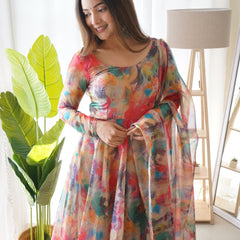 MUSKAN SKY BLUE FOX GEORGETTE DKB-16: