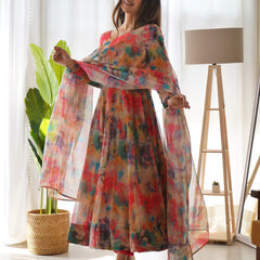 MUSKAN SKY BLUE FOX GEORGETTE DKB-16: