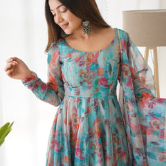 MUSKAN SKY BLUE FOX GEORGETTE DKB-16: