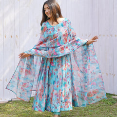 MUSKAN SKY BLUE FOX GEORGETTE DKB-16: