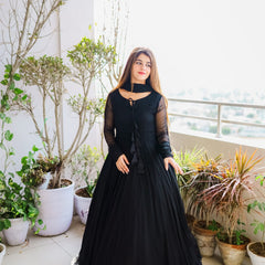 MAXI LONG FLAIR WITH LESS BORDER SET WITH DUPATTA SET. AY-114