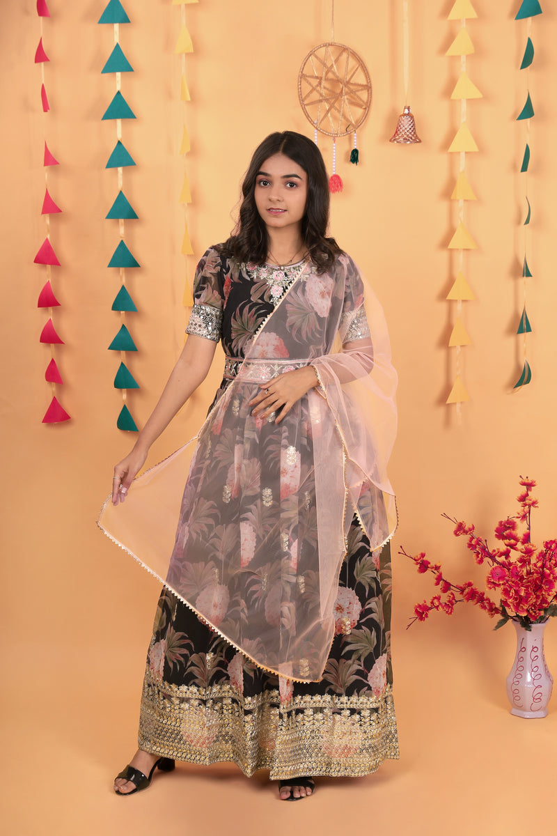 New Designer Heavy Fox Georgette Gownn OC-152 Black