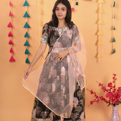 New Designer Heavy Fox Georgette Gownn OC-152 Black