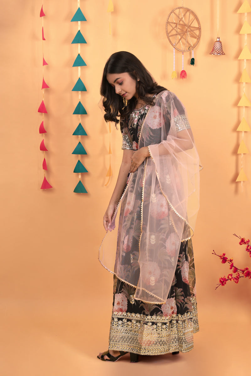 New Designer Heavy Fox Georgette Gownn OC-152 Black