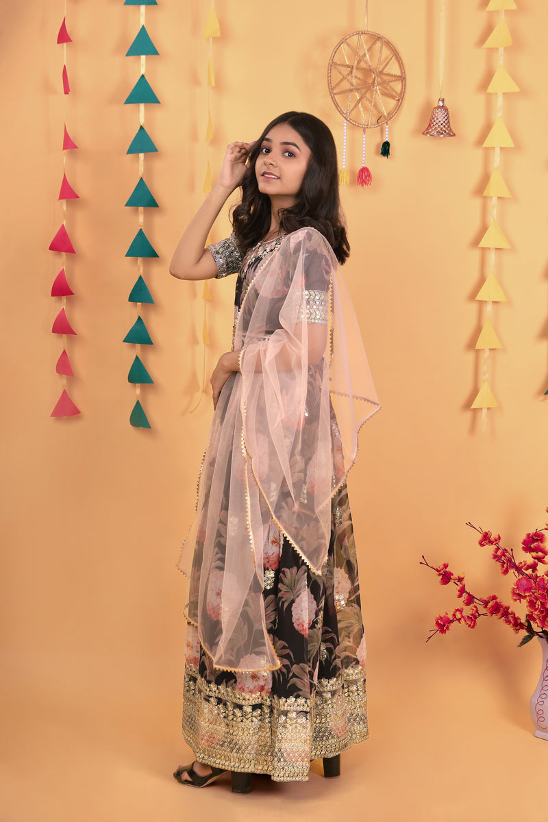 New Designer Heavy Fox Georgette Gownn OC-152 Black