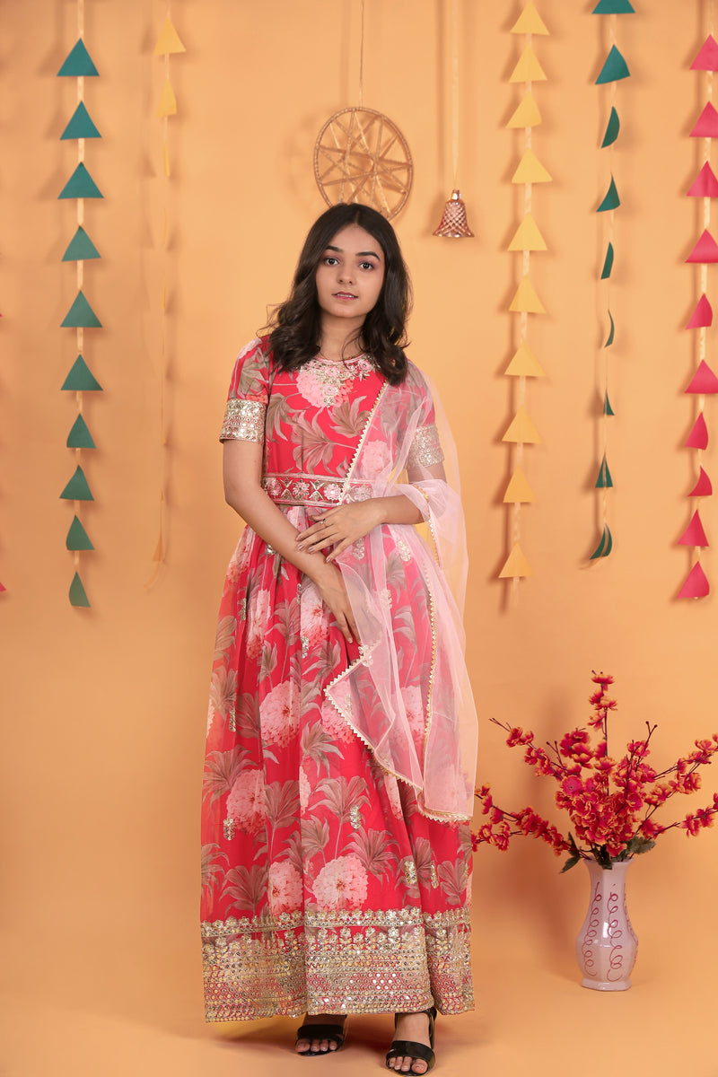 New Designer Heavy Fox Georgette Gownn OC-152 Red