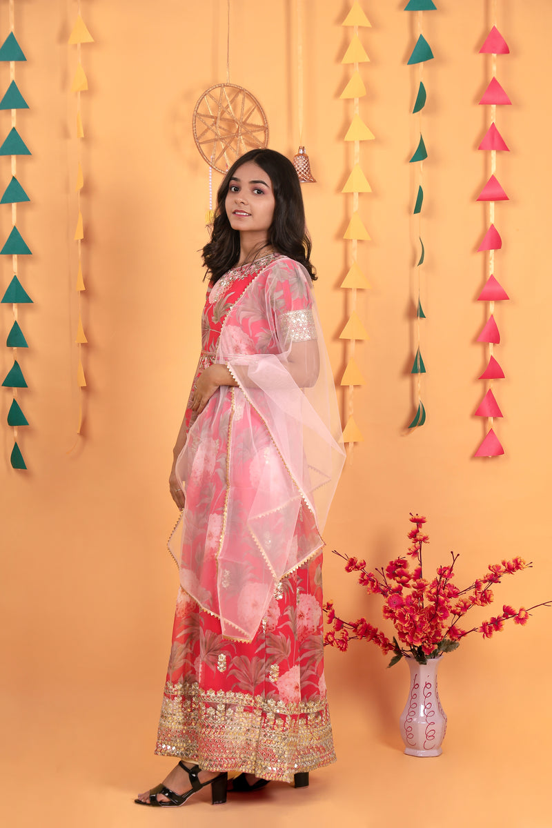 New Designer Heavy Fox Georgette Gownn OC-152 Red