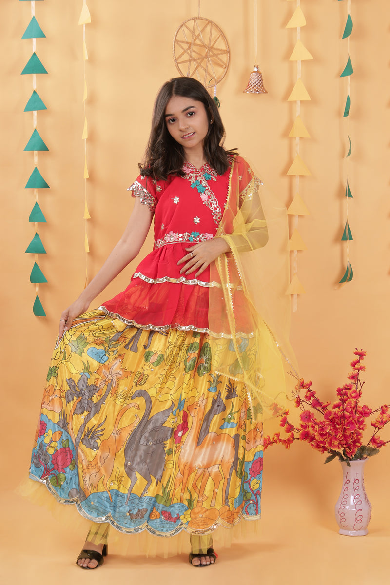 NEW DESIGNER KEDIYA STYLE LAHENGAA SET FULLY STTICHED OC-187 Yellow