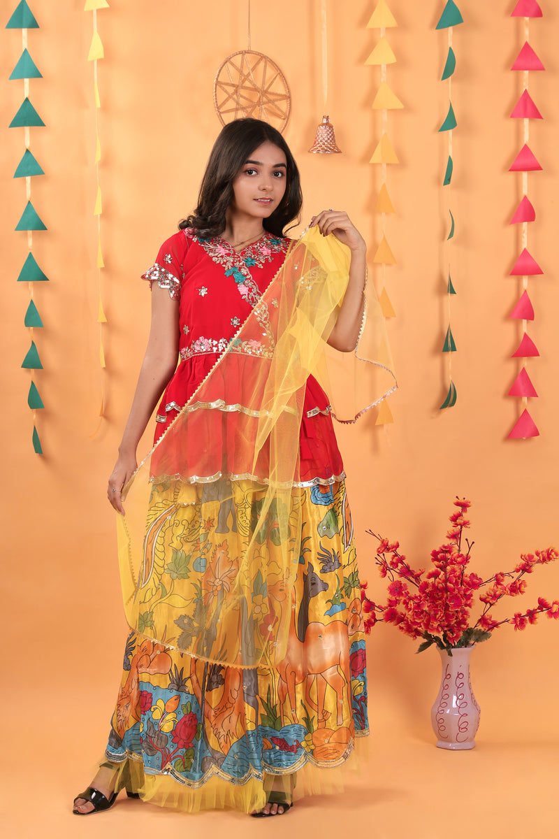 NEW DESIGNER KEDIYA STYLE LAHENGAA SET FULLY STTICHED OC-187 Yellow