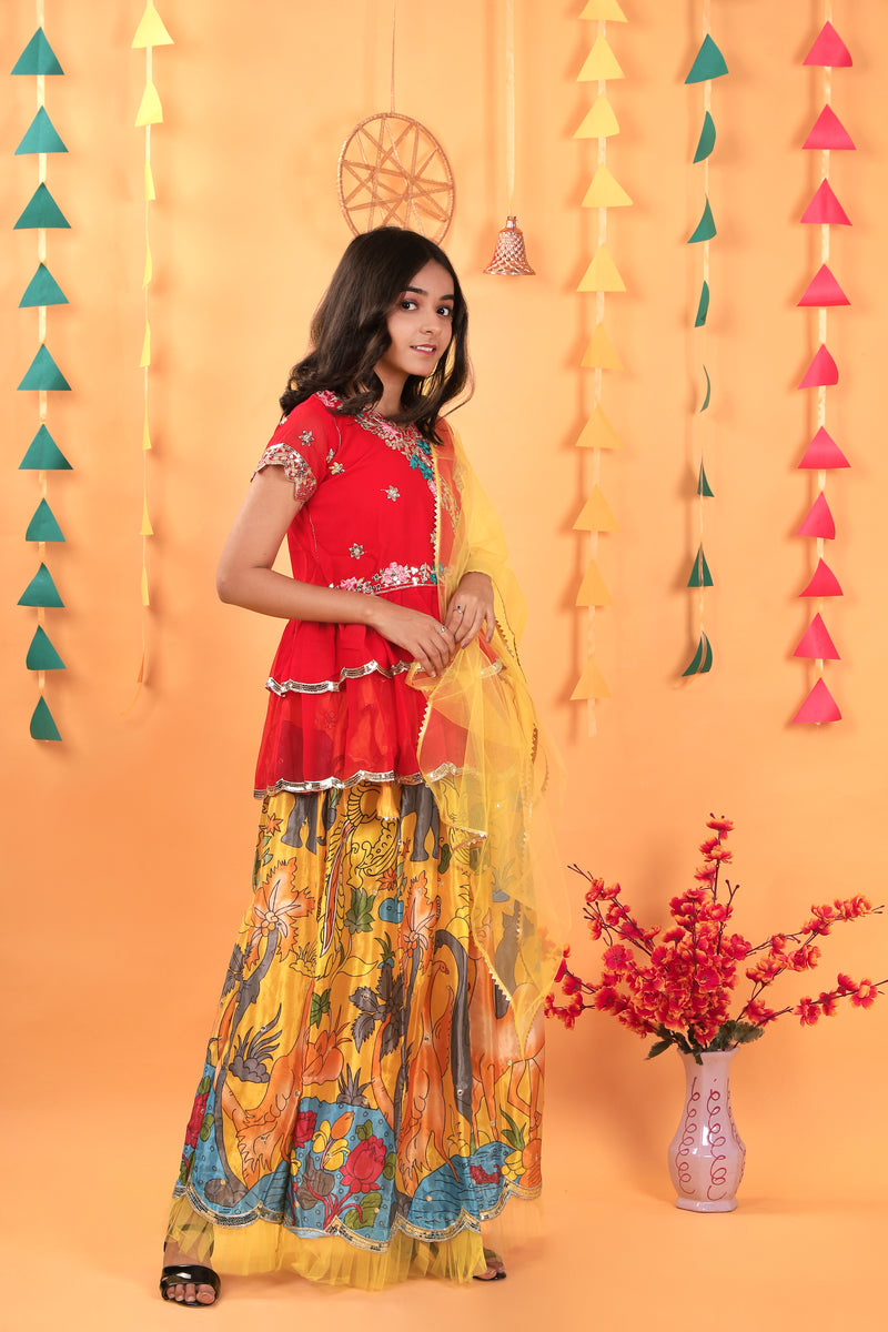 NEW DESIGNER KEDIYA STYLE LAHENGAA SET FULLY STTICHED OC-187 Yellow