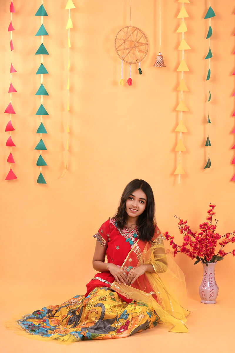 NEW DESIGNER KEDIYA STYLE LAHENGAA SET FULLY STTICHED OC-187 Yellow