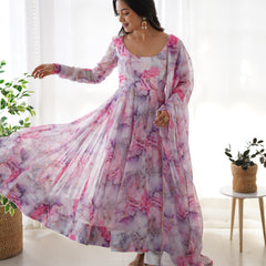 PURE SOFT ORGANZA ANARKALI SUIT SET WITH FULLY STITCHED DKB-263