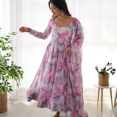 PURE SOFT ORGANZA ANARKALI SUIT SET WITH FULLY STITCHED DKB-263