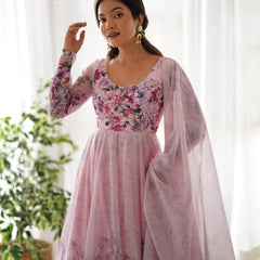 PURE SOFT ORGANZA ANARKALI SUIT SET WITH FULLY STITCHED DKB -261