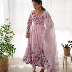 PURE SOFT ORGANZA ANARKALI SUIT SET WITH FULLY STITCHED DKB -261