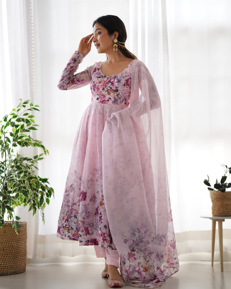 PURE SOFT ORGANZA ANARKALI SUIT SET WITH FULLY STITCHED DKB -261