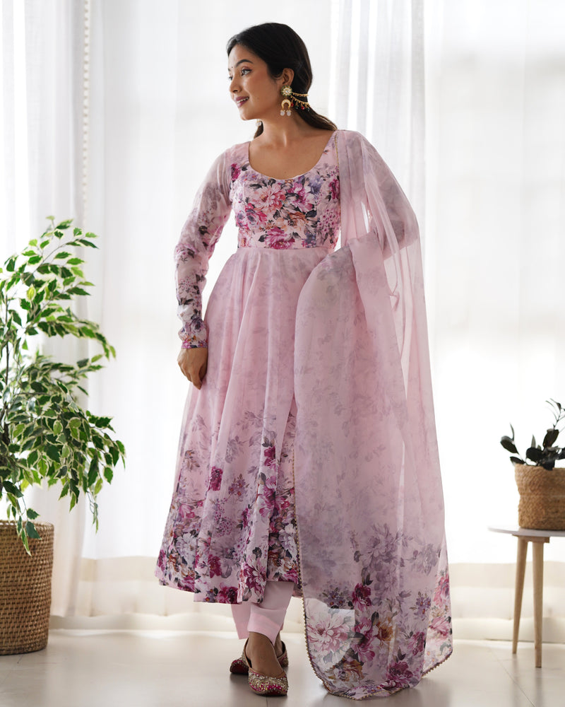 PURE SOFT ORGANZA ANARKALI SUIT SET WITH FULLY STITCHED DKB -261