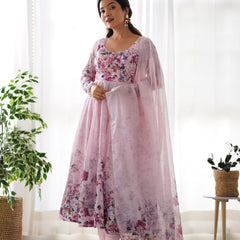 PURE SOFT ORGANZA ANARKALI SUIT SET WITH FULLY STITCHED DKB -261